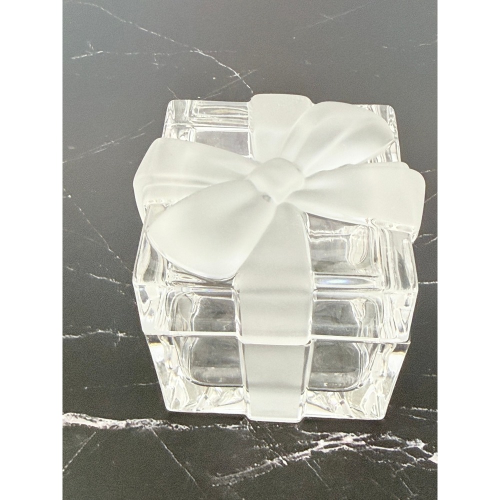 VTG Tiffany & Co. Crystal Box with Frosted Bow 3" Square